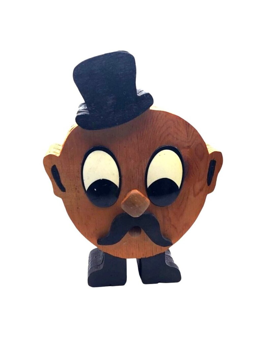Mr. Goodbank Wooden Coin Bank With Top Hat & Mustache Reusable DIY Vintage